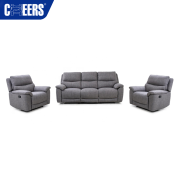 MANWAH CHEERS Fabric Manual Reclining Sofa Set: Comfortable 3+2+1 Seat Configuration with Wide Armrests for Living Room