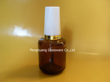 Amber Glass Nail Polish Bottle , White Cap