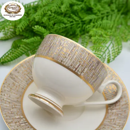 98 Pcs Dubai Royal Tableware Golden Porcelain Luxury Dinner Set - Bone China Dinner Set