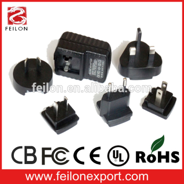 interchangeable 12v 0.5a ac/dc power adapter 24w series with UK EU AU and US plugs available