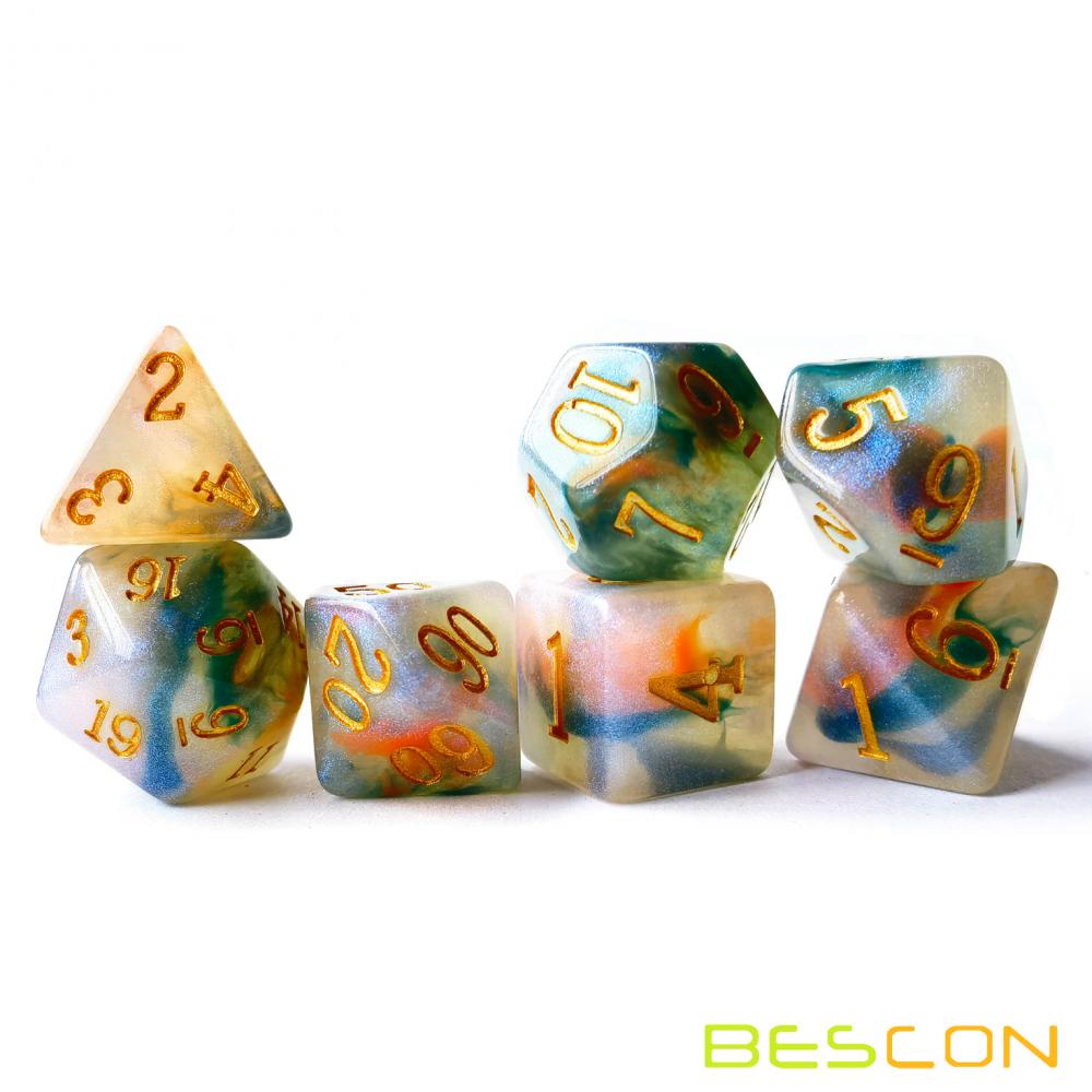 Bescon&#39;s Testing Magical Stone Dice Set Series, 7pcs Polyedral RPG Stone Dice Set