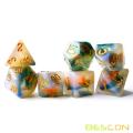 Тестирование Bescon Magical Stone Dice Set Set Series, 7pcs Полиатральные RPG -каменные кости набор