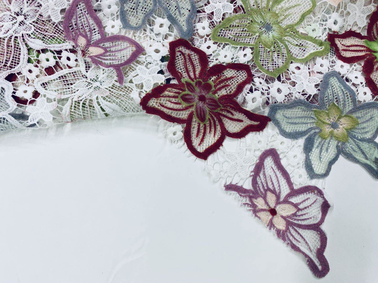 Mat Yarn Chemical Lace Embroidery Fabric