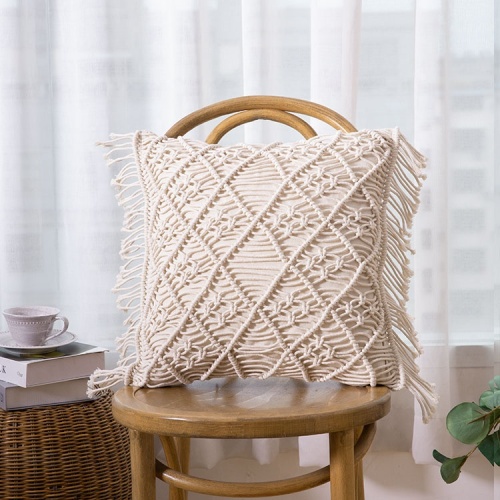 Macrame Cotton Cushion Comfortable Squared  Velvet Cushion For Home Deco Manufactory