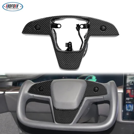 Carbon Fiber Yoke Style Steering Wheel Cover for Tesla Model S 2021+