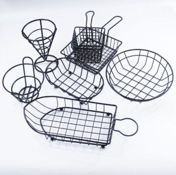 French Frying Basket - Wire Mesh Tableware for Chips and Onion Rings