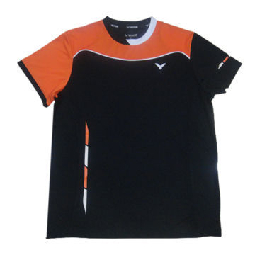 Soccer jersey, interlock 100% polyester 140gsm moisture/emb on front/cutting and sewing on shoulder