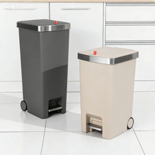 Large Plastic Trash Can for Bedroom Living Room with Foot Pedal