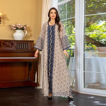 Dharka qaaliga ah ee Sequin ee Abaya lebbiska ah