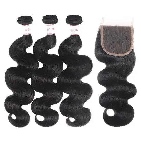 Uniky Peruvian virgin human hair bundles with lace closure, Unprocessed 100 cuticle aligned raw virgin hair weave