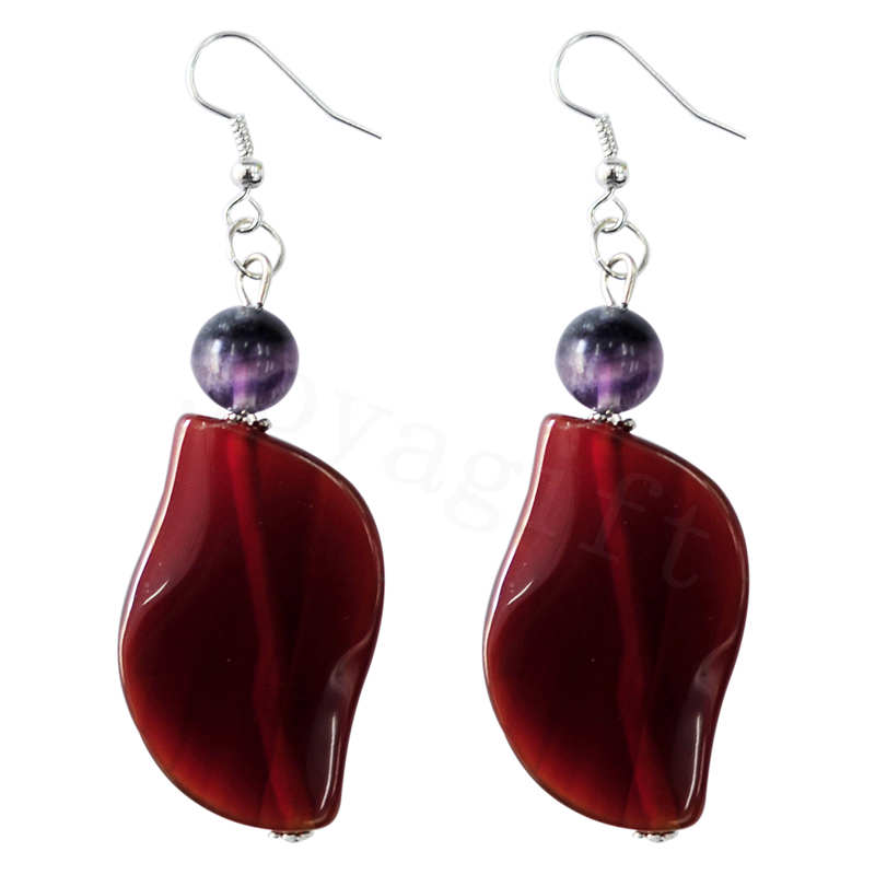 Boucle d&#39;oreille en agate avec pierre naturelle