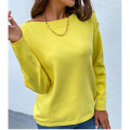 Sweaters de algodón de cuello redondo suave para mujer