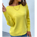 Womens Soft Round Neck Cotton Sweaters