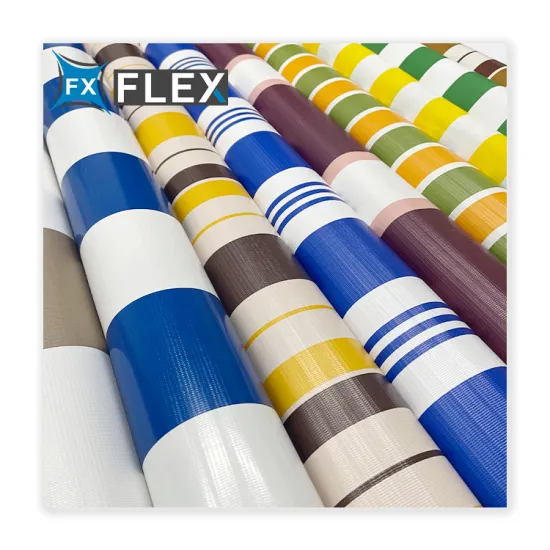 FLFX Wholesale Anti-UV PVC Coated Stripe Tarpaulin Awning