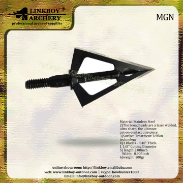 Wholesale Stainless steel 100gr 3 fixed blade broadhead for archery hunting