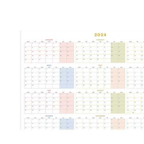 Yearly Wall Calendar Custom Large One Page Wall Calendar Supplier