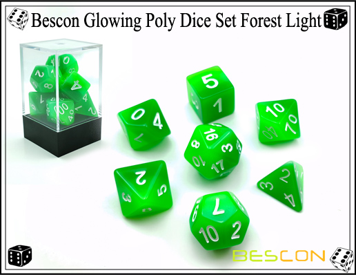 Bescon Glowing Poly Dice Set Forest Light-3