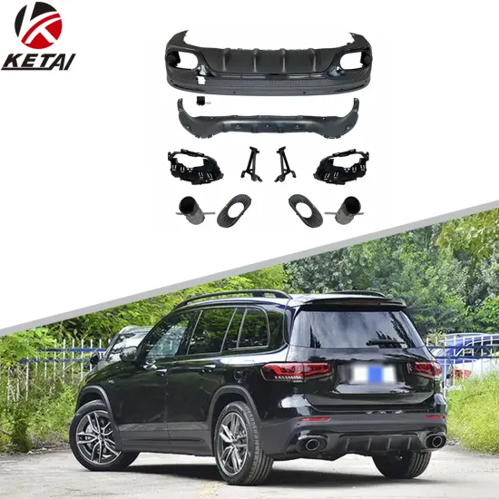 GLB35 Style Black and Silver Car Rear Bumper Diffuser with Tips for BENZ X247 2020