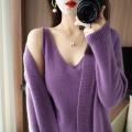 Full Wool Women's Sticked Cardigan Two-Piece Set