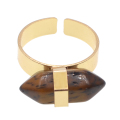Überzogene Gold natürliche sechseckige Prisma Edelstein Perlen Verlobungsringe für Frauen