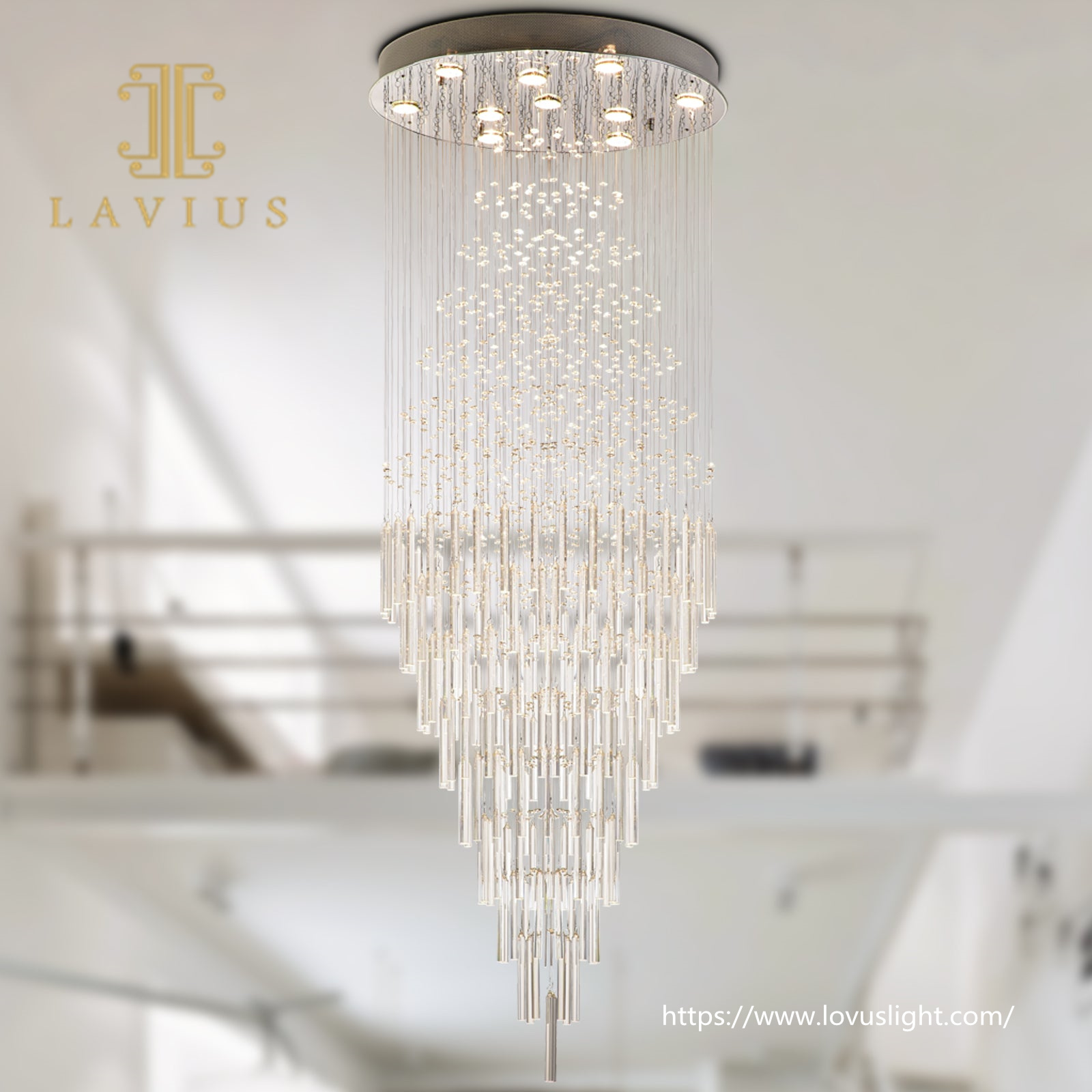 Large project high luxury custom crystal chandelier for villa staircase Modern design concise style for hotel lobby