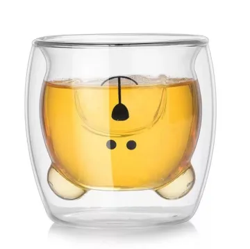 Bear Coffee Cup Milk Double Wall Tea Glass
