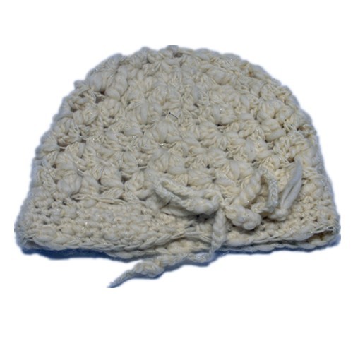 レディース ホワイト ウール冬帽子手編み