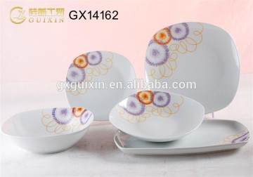 GUIXIN 12-piece Square Color Circle Square Ceramic Dinner Plates, Service for 6