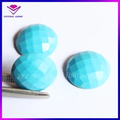 Man Made Turquoise Material Checker Face Synthetic Glass Turquoise Bead