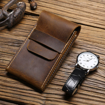 Tas Jam Tangan Kulit Vintage: Sarung Penyimpanan Tontonan Kulit Kuda Gila Untuk Perlindungan Nyaman dan Kreatif