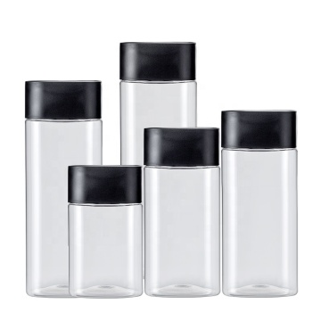 Plastic Spice Nut Cookie Candy Jar - Square Food Grade Container Bottle