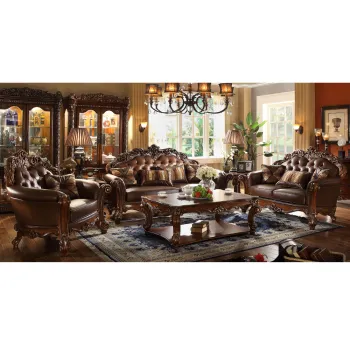 Modern Dark Brown Faux Leather Recliner Living Room Furniture Set