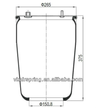 DAF 0067504 836M Rubber air shock absorber/ DAF air ride suspension system air spring without piston