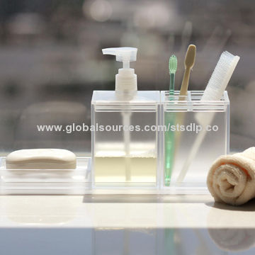 Bathroom sets, soap holder/toothbrush holders/liquid bottle