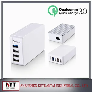 Qualcomm certified ultra mini mobile phone desktop quick charger, 12V 1.5A+5V 4A total 3+1 quick port usb charager