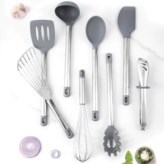 Silicone Kitchen Utensils Set with Stainless Steel Handles: The Perfect Cooking Companion for Your Cookware