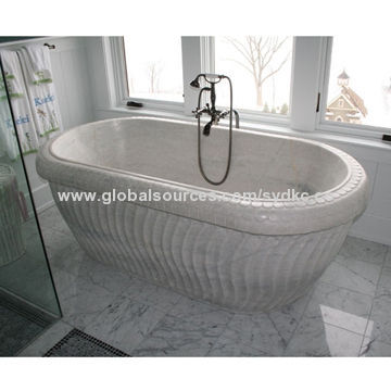 French modern white marble whirlpool bathtub