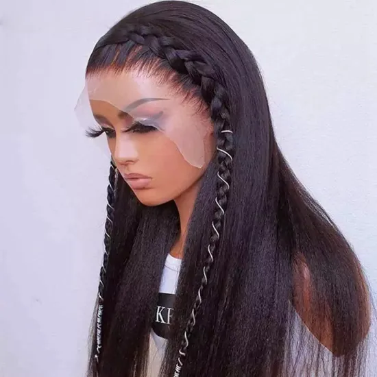 Cheap Raw Indian Virgin Yaki Kinky Straight Human Hair 360 Full HD Swiss Lace Front Wig Vendor Lace Closure Wigs For Black Women