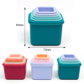 Jucării pătrate colorate din silicon pentru stivuire cu blocuri de cuib