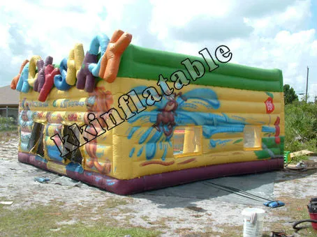 colorful giant inflatable bouncer trampolin playground, commercial inflatable bouncer for kids