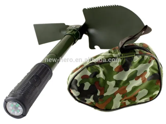 5 in 1 Folding Camp Shovel, Hoe, Compass, Saw and Bottle Opener with Free Compact Carrying Case