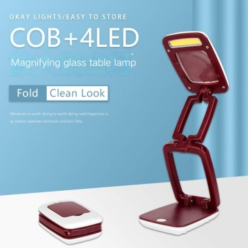 Magnifier Desk Lamp with Foldable Light