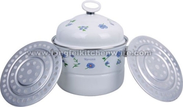24cm Enamel Steamer With Double Handle