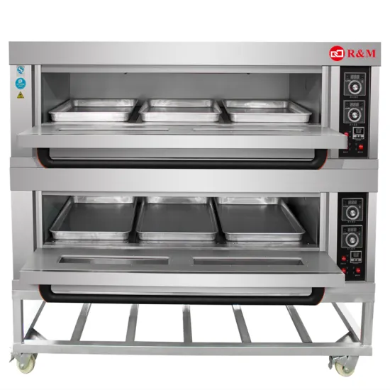 Commercial Stainless Steel Bakery Oven - R&M 6 Tray Double Deck Gas/Electric Pizza Oven