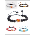 12pc / set Joyas Pulseras tejidas hechas a mano Hebras Pulsera ajustable de cuentas de ámbar turquesa con doble corona para hombres y mujeres