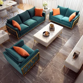 Luxury Modern Green Velvet Sofa Sets for Living Room Furniture