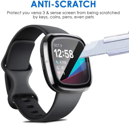 Full Coverage Anti-Scratch 3D PMMA Screen Protectors for Fitbit Sense Versa 3/2