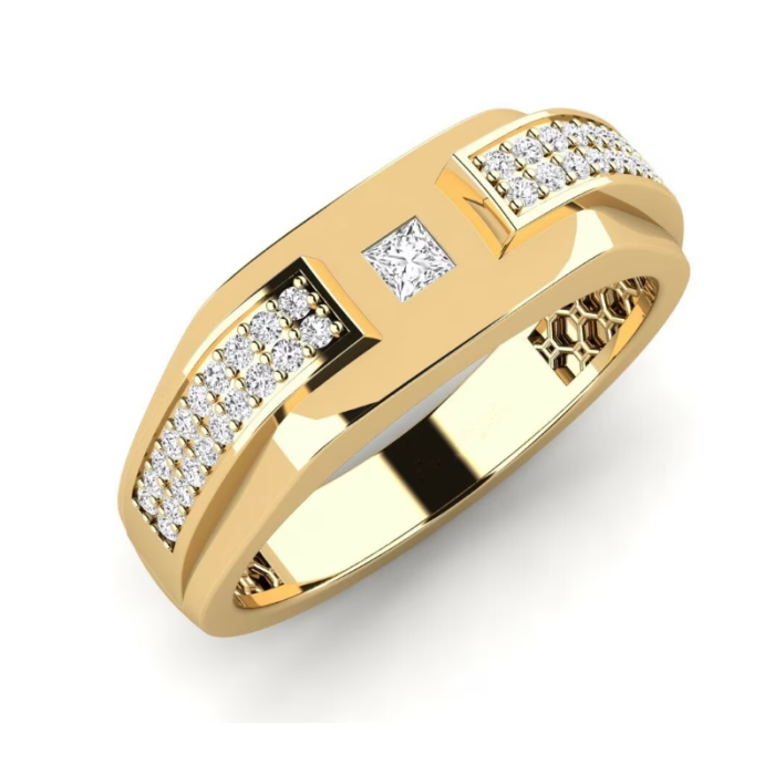 Cincin Emas Lelaki 14K Lab-Grown Elegant