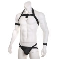 Men Sexy Underwear Set Shoulder Strap Harness G String Chest Elastic Band Jockstrap Thong Halter Bondage Hollow Costume Clubwear