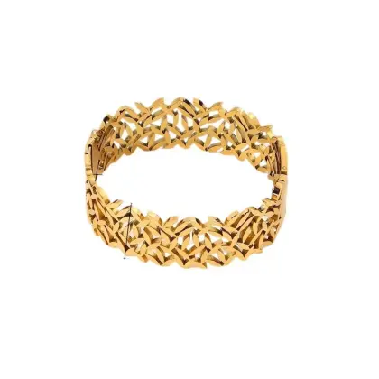 Gold Coin Pattern Titanium Bracelet